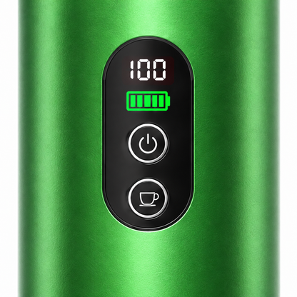 Green JN-03 Portable Coffee Maker with Removable Battery - control and finish detail