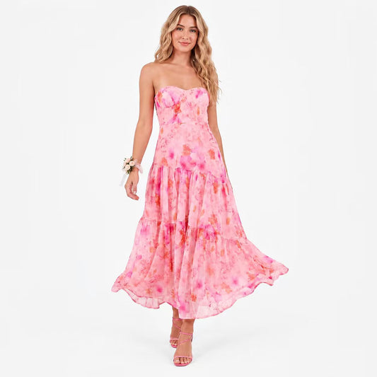 LADIESSTREETX Sunset Petal Strapless Maxi Dress - image 01