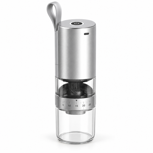 Silver YM-02 Portable Electric Coffee Grinder with Adjustable Grind - product view